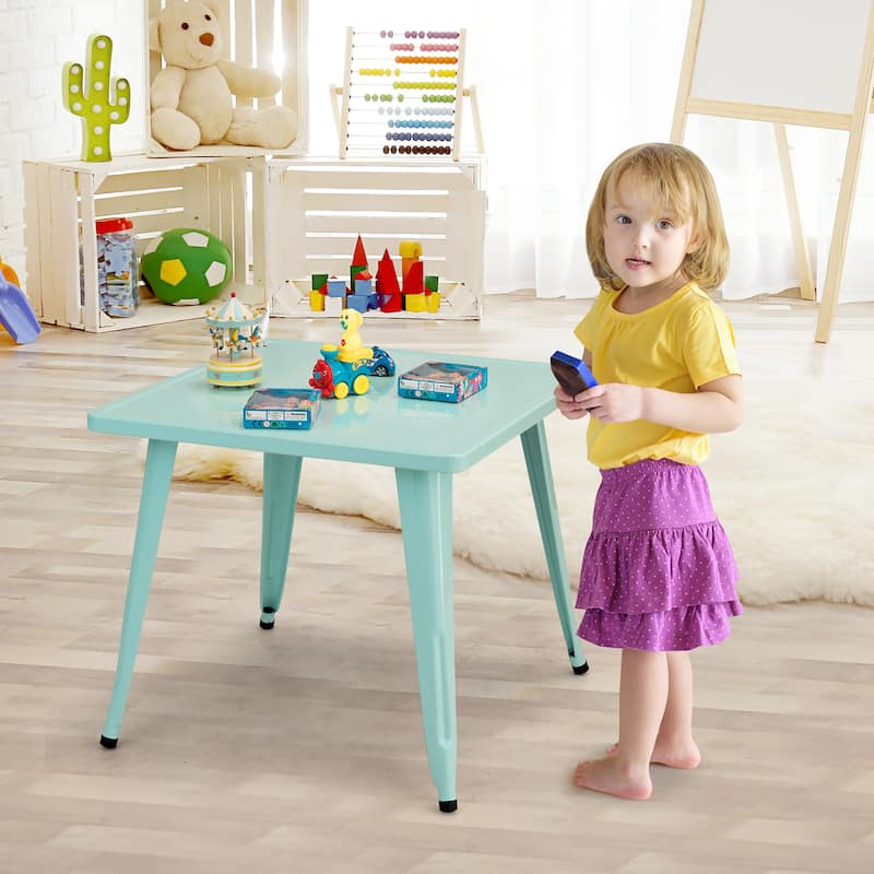 Costway Kids Steel 27'' Square Table Children Play Learn Activity