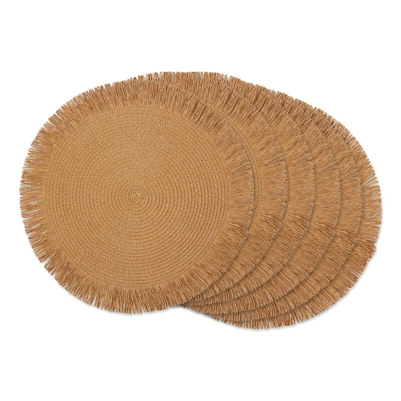 DII Natural Fringe Woven Polyester Round Placemat (Set of 6) - Fringe