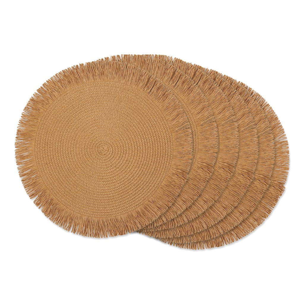 DII Natural Fringe Woven Polyester Round Placemat (Set of 6)