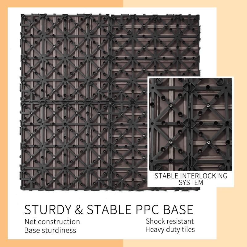 11.8" x 11.8" square wood-plastic composite deck tiles