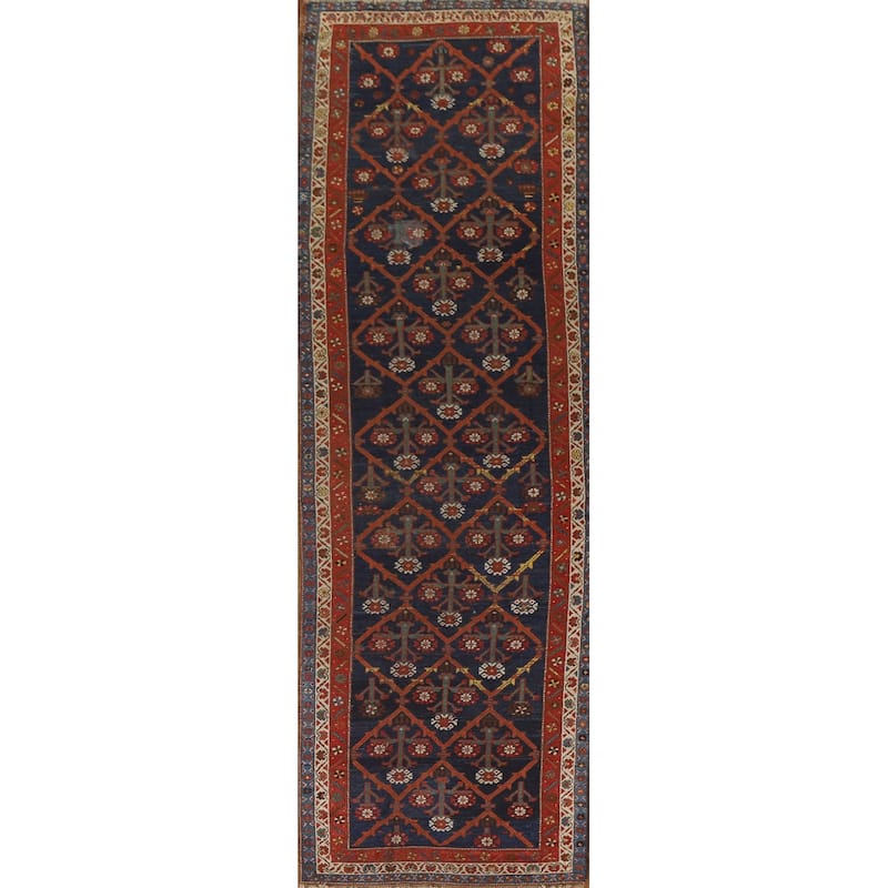 Antique Heriz Bakhshayesh Persian Runner Rug Handmade Wool Carpet - 3'5"x 13'2"