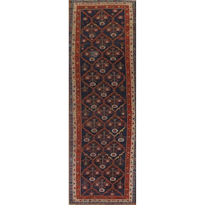 Antique Heriz Bakhshayesh Persian Runner Rug Handmade Wool Carpet - 3'5"x 13'2"