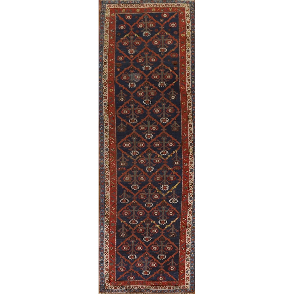 Antique Heriz Bakhshayesh Persian Runner Rug Handmade Wool Carpet - 3'5"x 13'2"