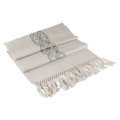 Novica Handmade Coban Diamonds In Azure Cotton Table Runner