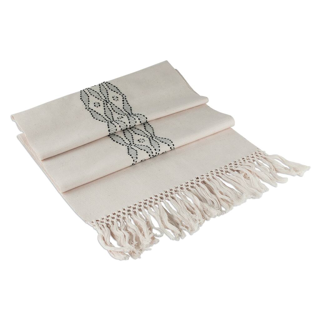 Novica Handmade Coban Diamonds In Azure Cotton Table Runner