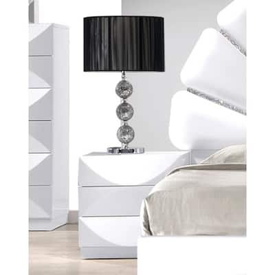 Somette Bordeaux Gloss White 3-drawer Nightstand