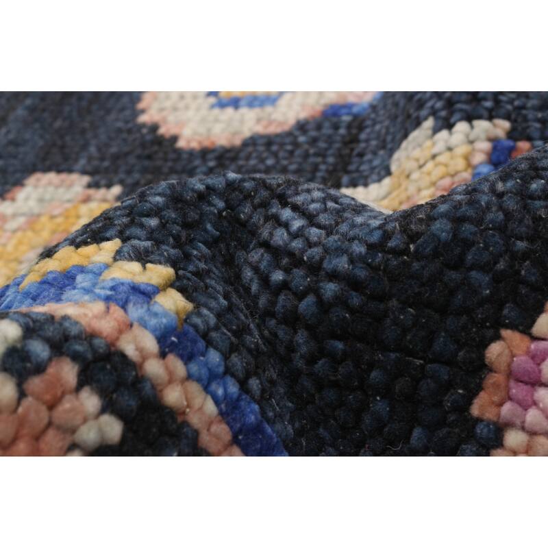 ECARPETGALLERY Hand-knotted Modern Oushak Dark Navy Wool Rug - 9'2 x 12'2