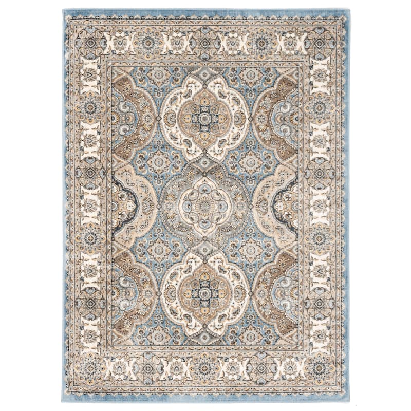 SAFAVIEH Atlas Mahala Traditional Oriental Viscose Rug - 3'3" x 4'7" - Blue/Ivory - Rectangle