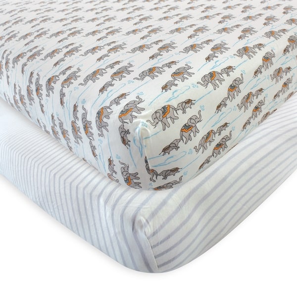slide 1 of 1, Touched by Nature Baby Organic Cotton Crib Sheet, Elephant, One Size - Elephant - One Size One Size - Elephant