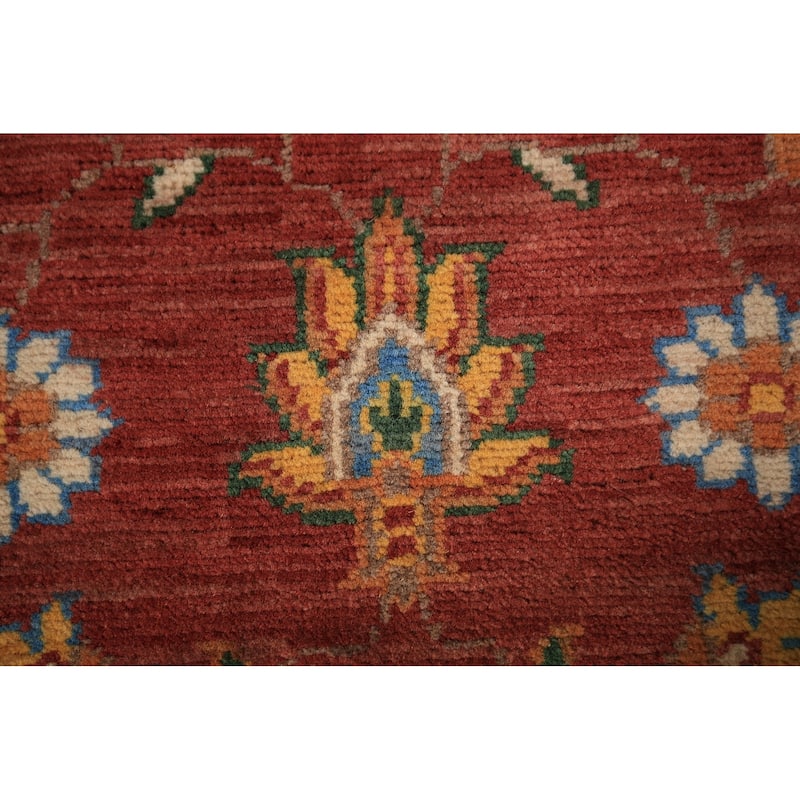 Floral Kazak Oriental Foyer Rug Hand-Knotted Orange Wool Carpet - 2'0" x 3'0"