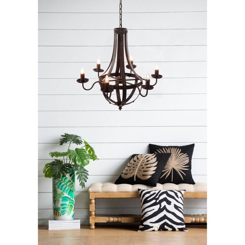 6 - Light Metal Chandelier, Hanging Light Fixture with Adjustable Chain for Kitchen Dining Room Foyer Entryway,Bulb Not Included