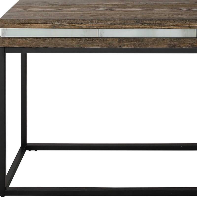 Brown Wood Rectangular Console Table with Black Iron Frame Base - 47.2” L x 15.7” W x 29.5” H
