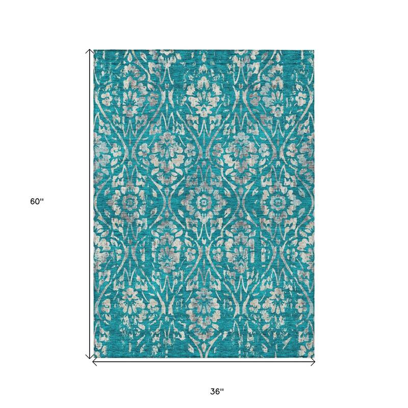 HomeRoots Floral Transitional Rectangle Outdoor Rug