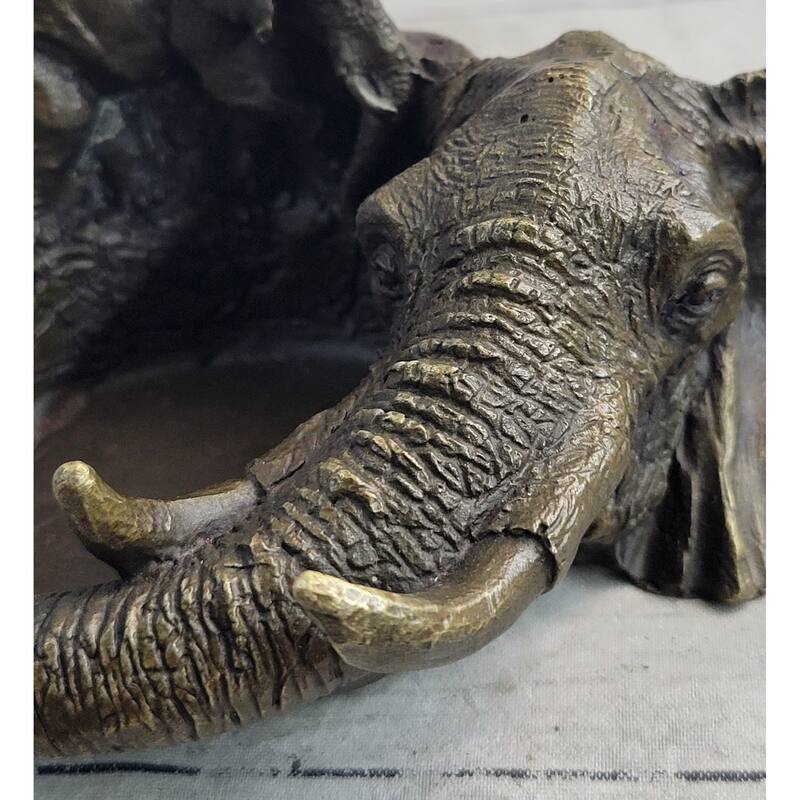 Bronze Metal Imitative Elephant Ashtray Dish Original Handmade Art By Milo