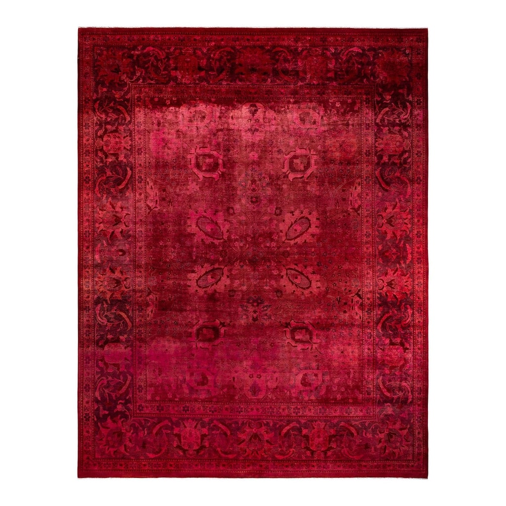 Overdyed, One-of-a-Kind Hand-Knotted Area Rug - Red - 12' 1" x 14' 10"