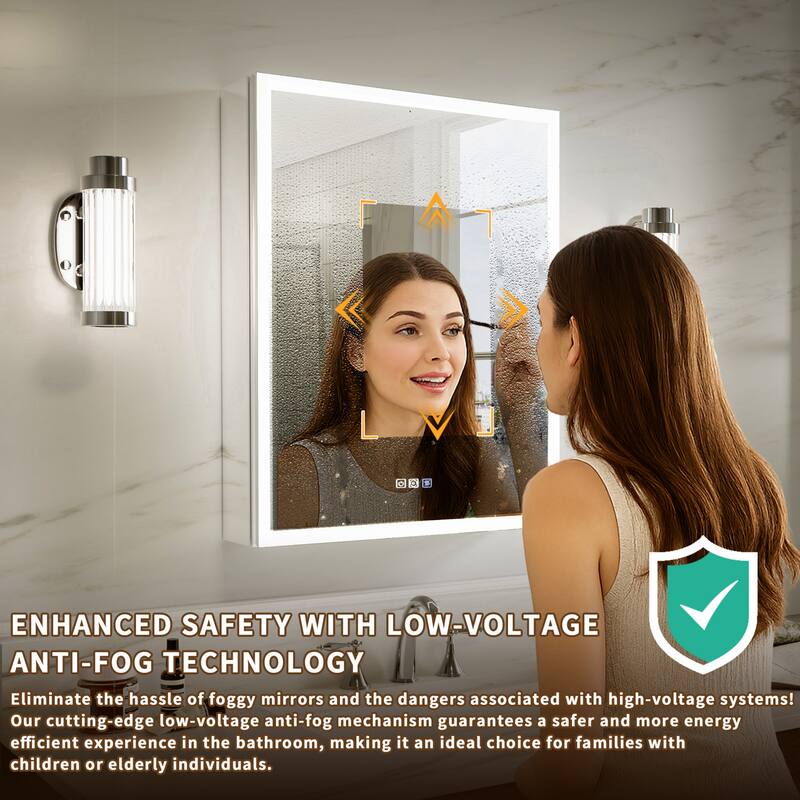 Modland 24"-30"W x 30"H LED Bathroom Medicine Cabinet with Mirror Anti-Fog,Surface or Recessed Mount
