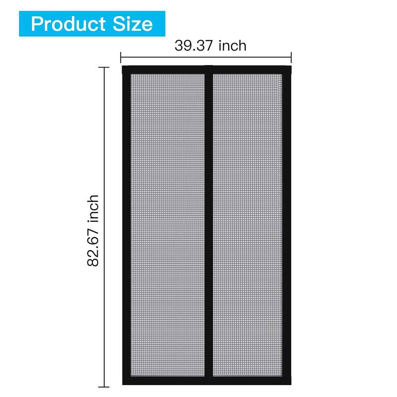 Odoland Magnetic Screen Door with Durable Fiberglass Mosquito Mesh Curtain 37" x 82" - 37" x 82"
