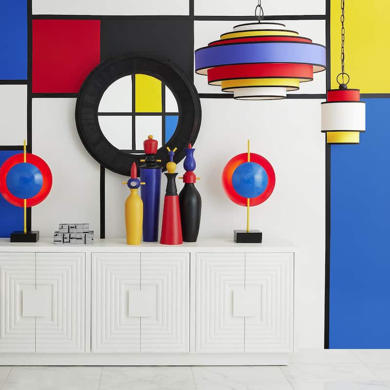 Currey & Company Mathias Pendant - Multi-Color/Satin Black - 17"h x 10"dia