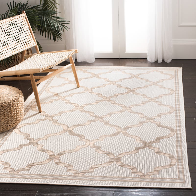 SAFAVIEH Bermuda Washable Edelt Indoor/ Outdoor Waterproof Rug - 3' x 5' - Ivory/Beige