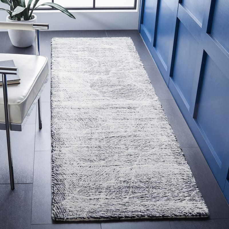 SAFAVIEH Handmade Metro Rozsika French Country Wool Rug - 2'3" x 8' Runner - Black/Ivory