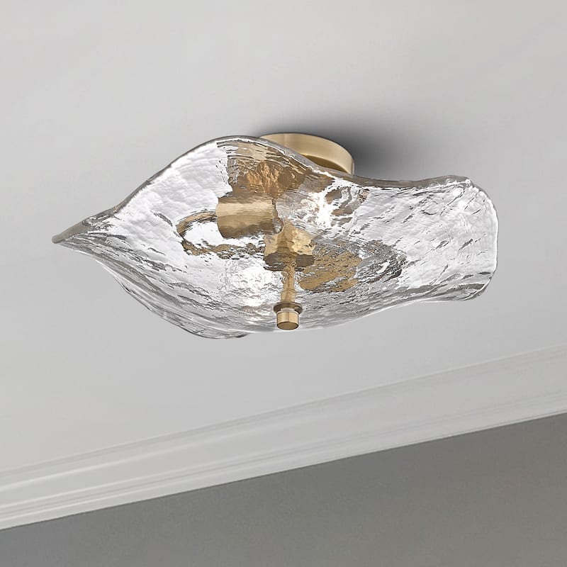 Samara 2-Light Semi-flush with Hammered Water Glass