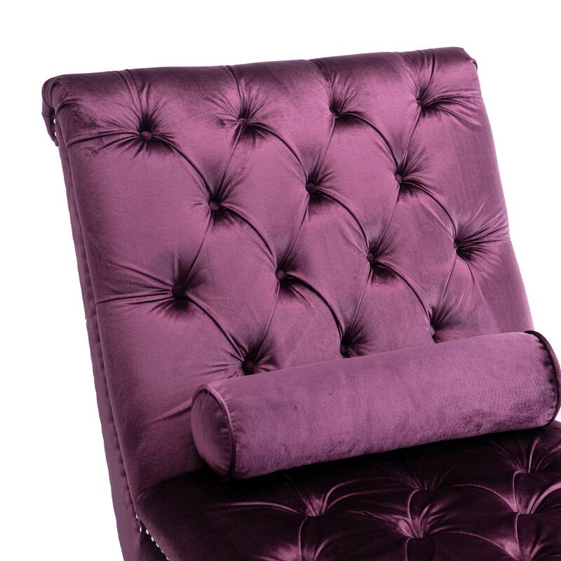 PUrple Modern 64" Tufted Chaise Lounge Chair with Pillow
