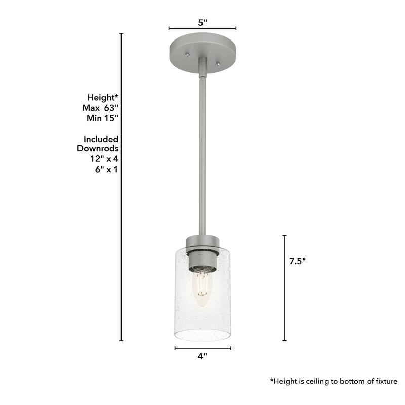 Hunter Hartland 1-Light Mini Pendant - Kitchen Island, Dining Room, Bedroom - Farmhouse, Industrial