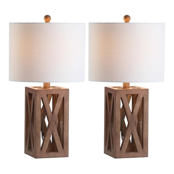 slide 2 of 16, Ibiza 21.5" Farmhouse Wood LED Table Lamp, Brown (Set of 2), by JONATHAN Y Brown