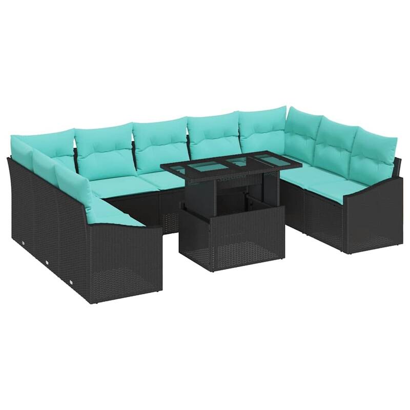 vidaXL 10 Piece Garden Sofa Set with Cushions - 113.8×70.3×27.2