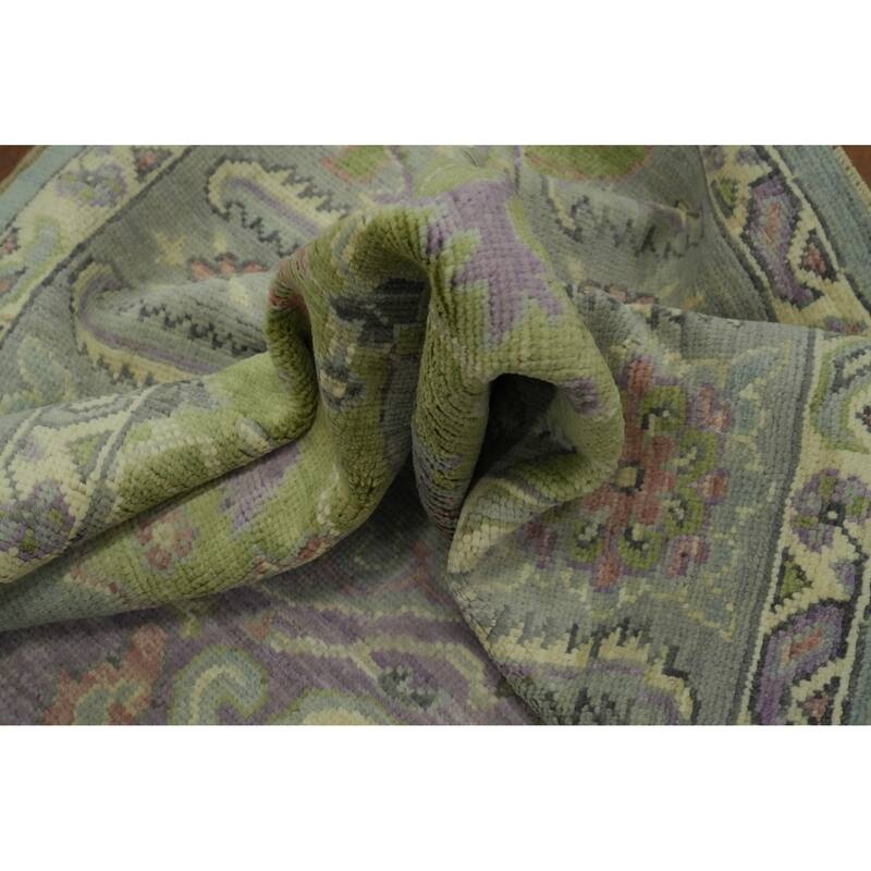 Vegetable Dye Oushak Turkish Area Rug, Medallion Geometric Carpet - 9' 10'' X 8' 2''