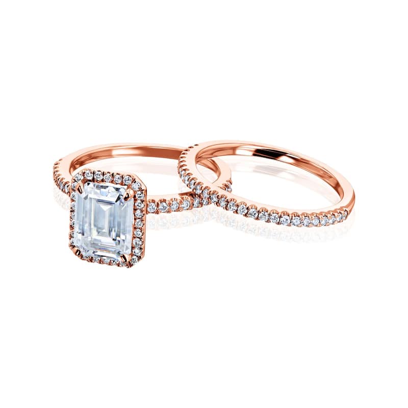 Annello by Kobelli 14k Gold Emma Forever One Moissanite Bridal Set (DEF/VS, DEF/VS) - Rose - 10.5
