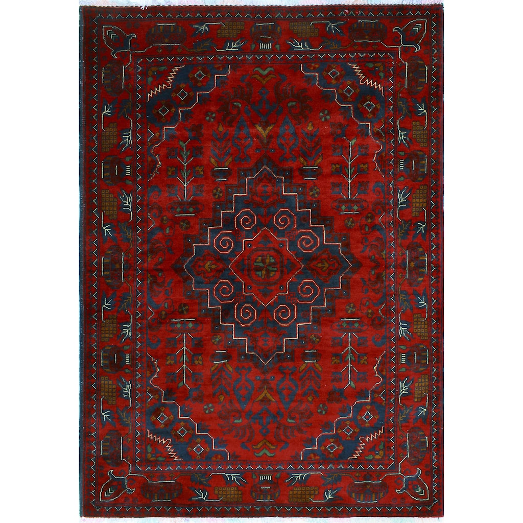 Khamyab Nevaeh Red/Navy Rug - 3'3" x 4'11"