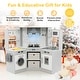 preview thumbnail 9 of 7, Wooden Kids Play Kitchen Playset with Realistic Lights and Sounds-Grey - 40” x 20” x 33.5”