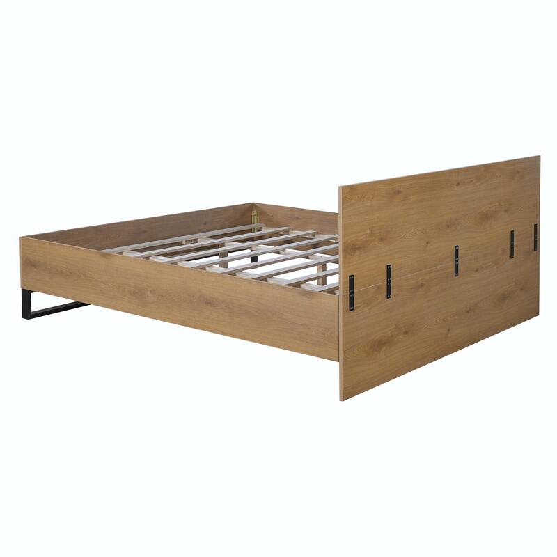 Engineered Wood Bed Frame, Natural & Black Color