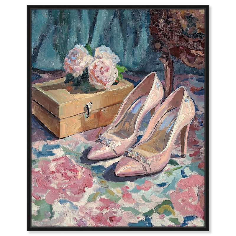 Shoes and the Roses Canvas by Art Remedy - 36" x 45" - Black