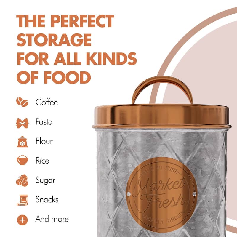 Amici Bristol Metal Canister Galvanized and Copper