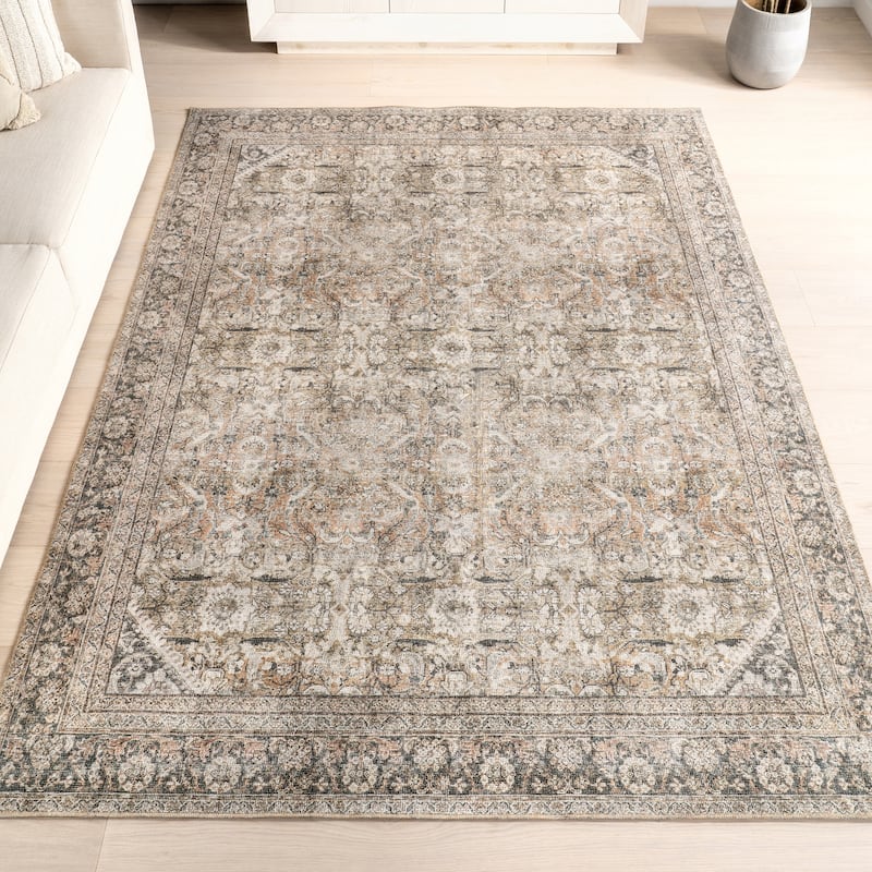 Nuloom Hillstone Collection Traditional Vintage Medallion Area Rug - 4' x 6' - Deka Dark Beige - Rectangle