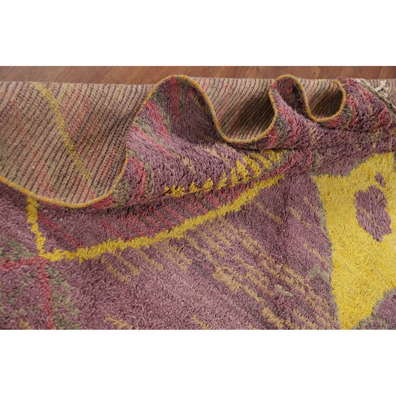 Purple Plush Moroccan Oriental Area Rug Handmade Wool Carpet - 9'0" x 12'8"