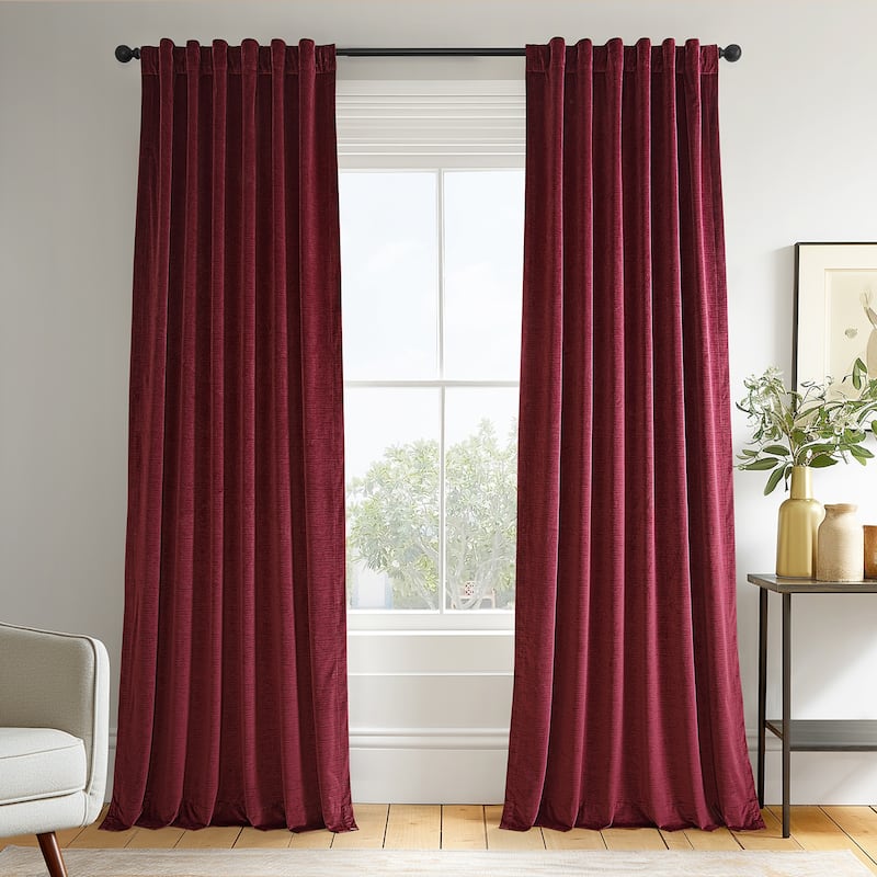 Exclusive Fabrics Ravello Burnout Velvet Curtains (1 Panel) Room Darkening Curtains For Bedroom & Living Room Curtains