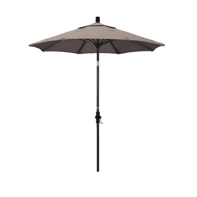 California Umbrella 7.5' Rd. Aluminum/Fiberglass Rib Patio Umb, Deluxe Crank Lift/Collar Tilt, Bronze Finish, Sunbrella Fabric - Taupe
