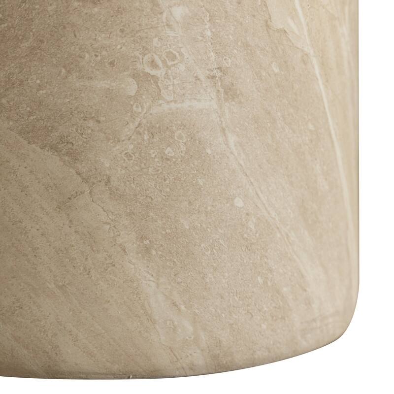Vintara Modern Cylindrical Round Fiberstone Side Table with Brushed Finish for Living Rooms, Bedrooms, Patios, Balconies