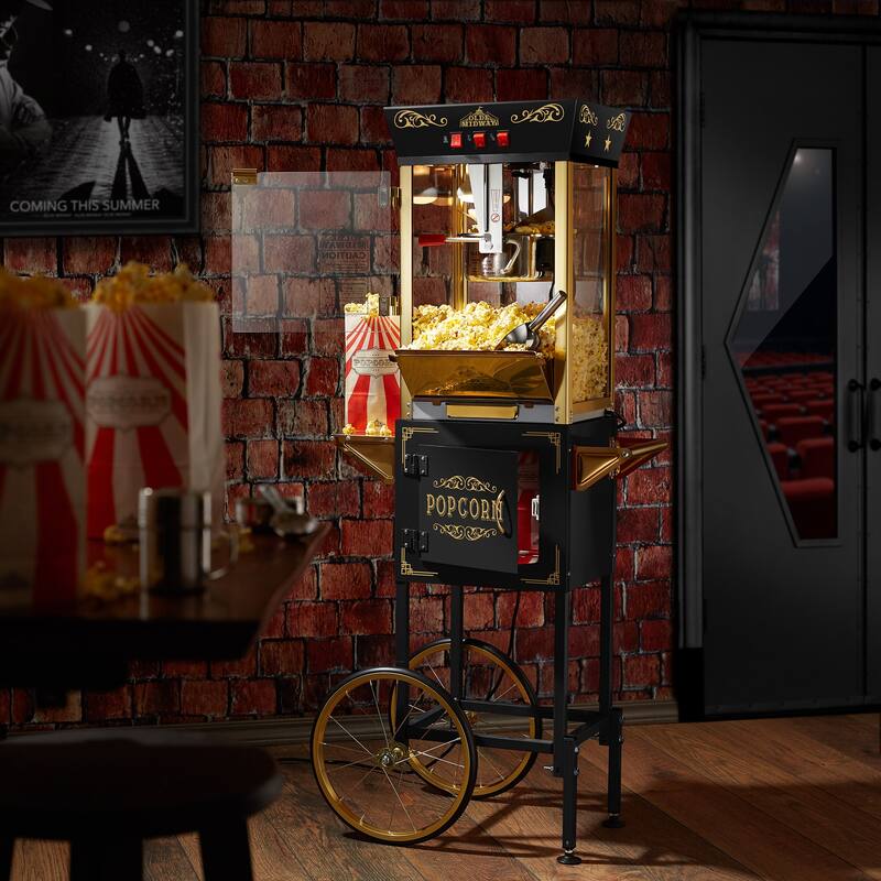 Movie TheaterStyle Popcorn Machine with Cart and 10oz Kettle