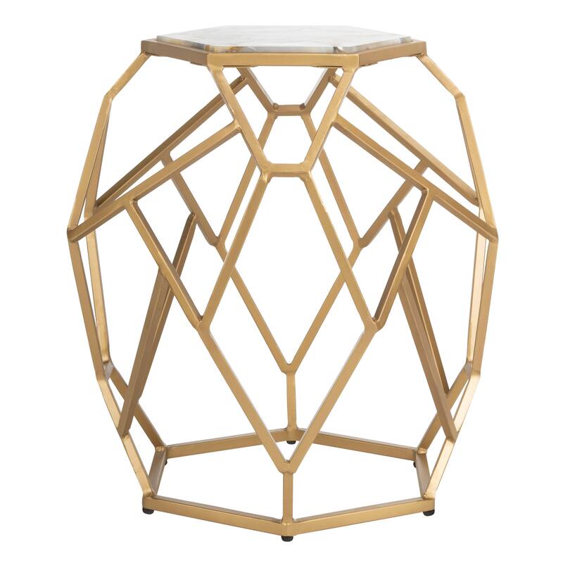 SAFAVIEH Raziyeh Geometric Accent Table / Gold - 19.5" x 19.5" x 22.5" - 20Wx20Dx23H