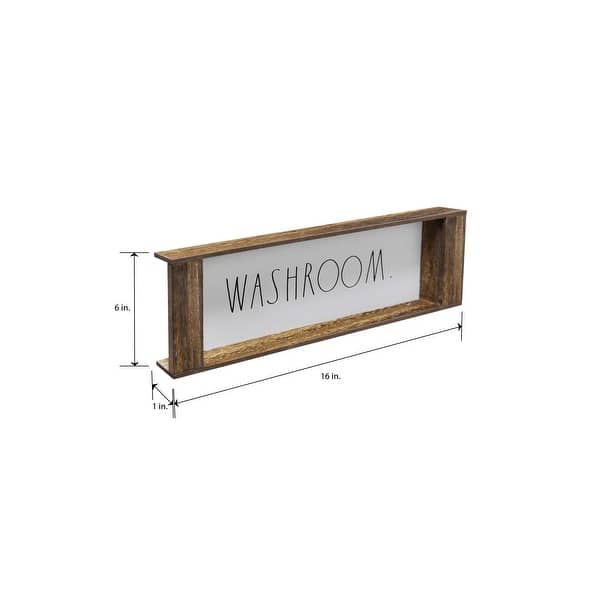 Rae Dunn Toilet Tank Tray - Wooden Bathroom Organizer With 'Washroom' Script - Storage For Toilet Paper, Soap, Candles & More