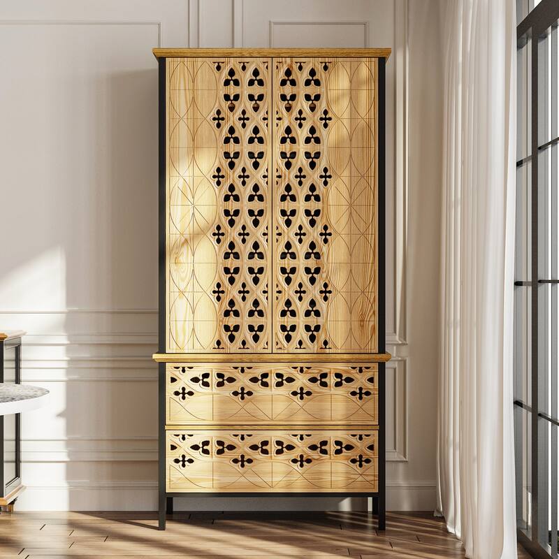 Display Storage Cabinet with Intricate Design Elegant Home Storage Solution Bookshelves Curio