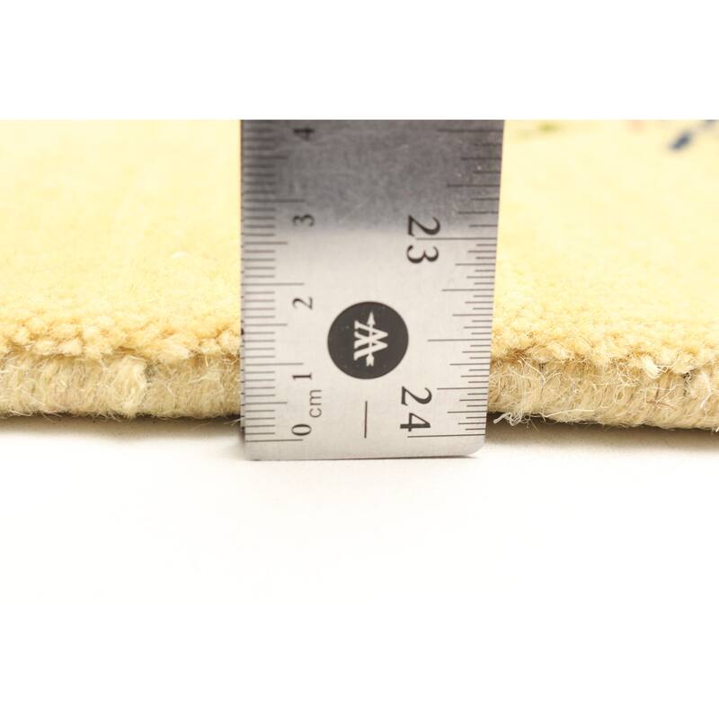 ECARPETGALLERY Hand Loomed Kashkuli Gabbeh Light Gold Wool Rug - 3'11 x 5'8