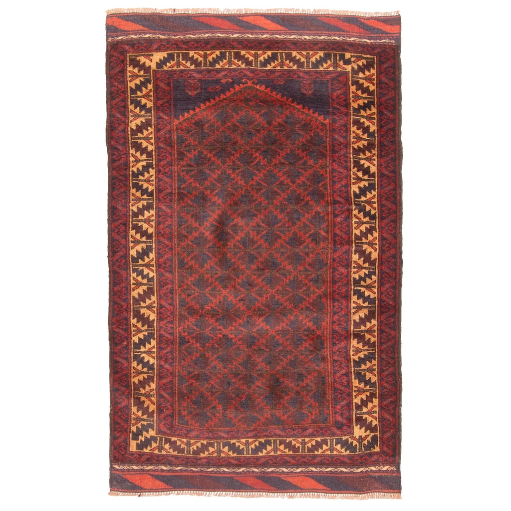 ECARPETGALLERY Hand-knotted Teimani Red Wool Rug - 2'9 x 4'7