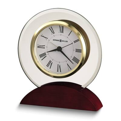 Curata Dana Glass and Rosewood Finish Wood Quartz Alarm Clock