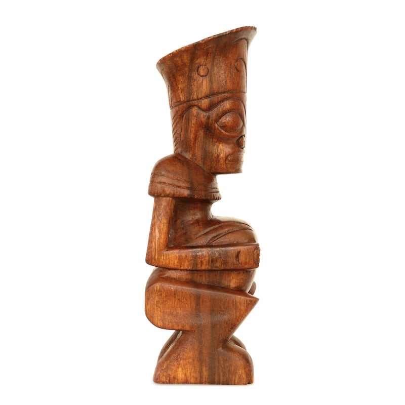 Handmade Wooden Primitive Big Belly Tribal Statue Sculpture Tiki Bar Totem Handcrafted Unique Gift Art Home Decor Accent