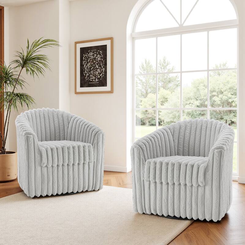 Modern Cotton Flannel Swivel Accent Chair Plush Barral Chair